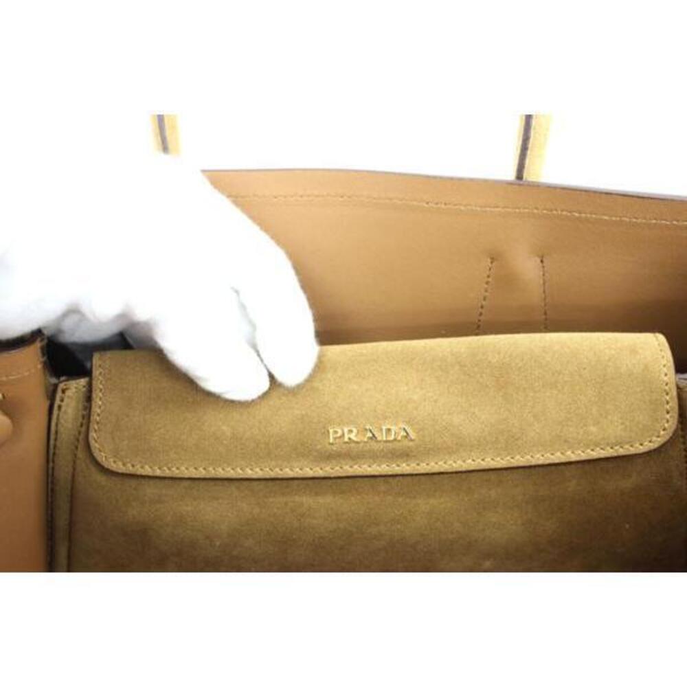 Prada Suede Shoulder Bag Brown Handbag - Picture 6 of 7